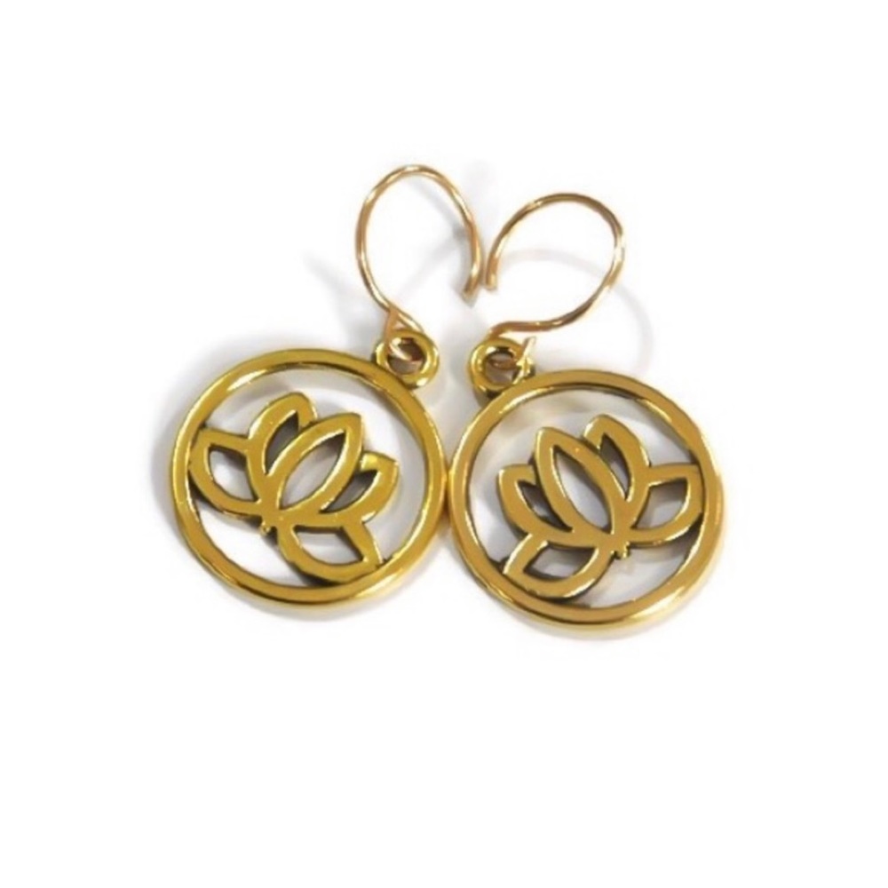 Gold Lotus Flower Earrings